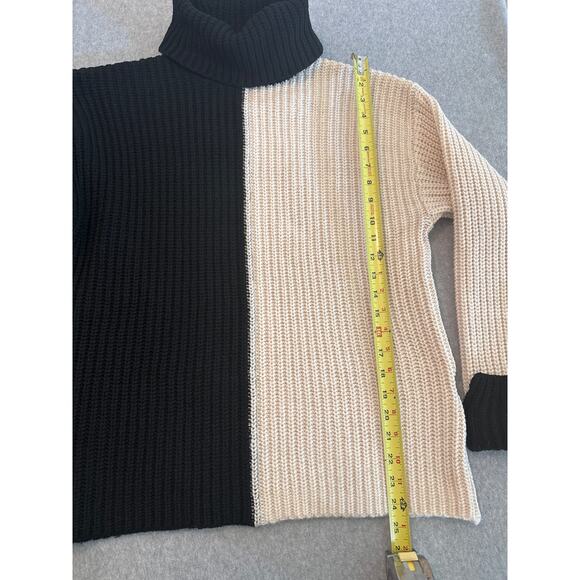Anthropologie 4th & Reckless Colorblock Roll Neck Sweater Cream Black  Small - Picture 7 of 8
